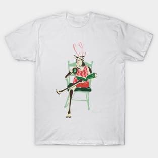 Hipster Christmas Reindeer T-Shirt